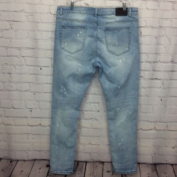 THRT Denim Jeans Hazard Warning Men's Sz 42 Grunge Orange Streetwear Distressed - Picture 13 of 13